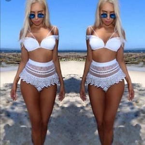 Sexy High waisted padded push-up lace swimsuit